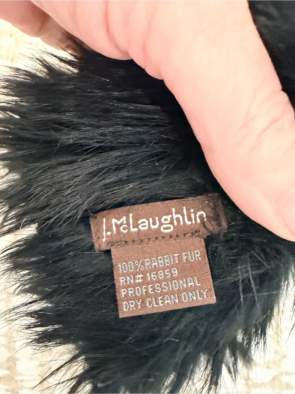 J. McLaughlin Black and Natural Rabbit Fur stretchy headbands